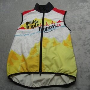 Primal Cycling Jersey Men Medium Full Zip Yellow Sleeveless Double Triple Bypass